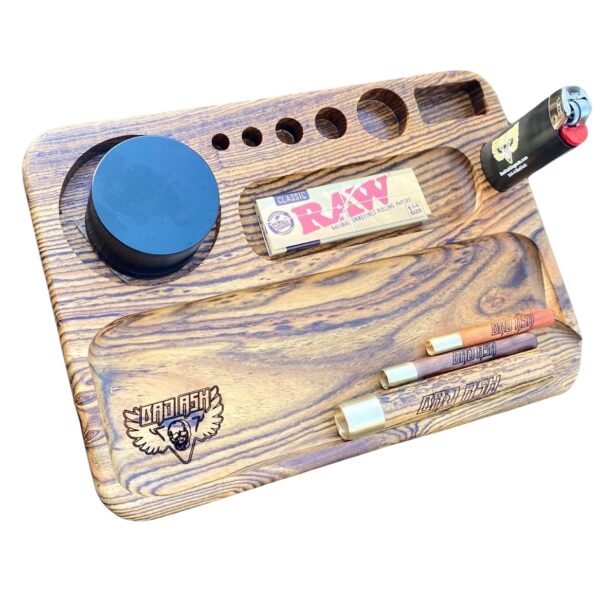 Bad Ash Wooden Rolling Tray w/Divider